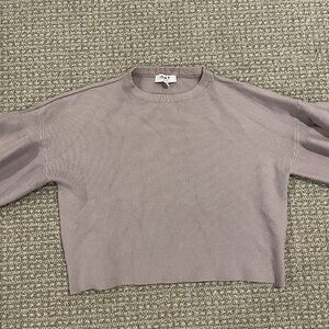 Oat New York Sweater Womens Size Small Balloon Sleeve Light Purple Puff Cropped
